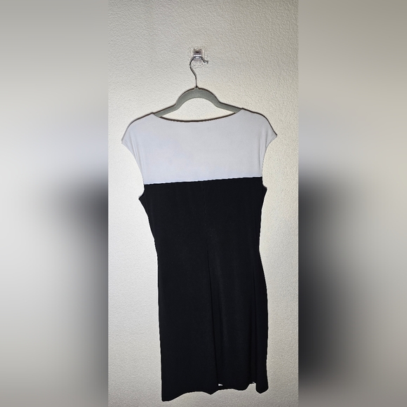 Chaps Color Block sz Large Womens Black & White Sleeveless Sheath Dress - Picture 3 of 5